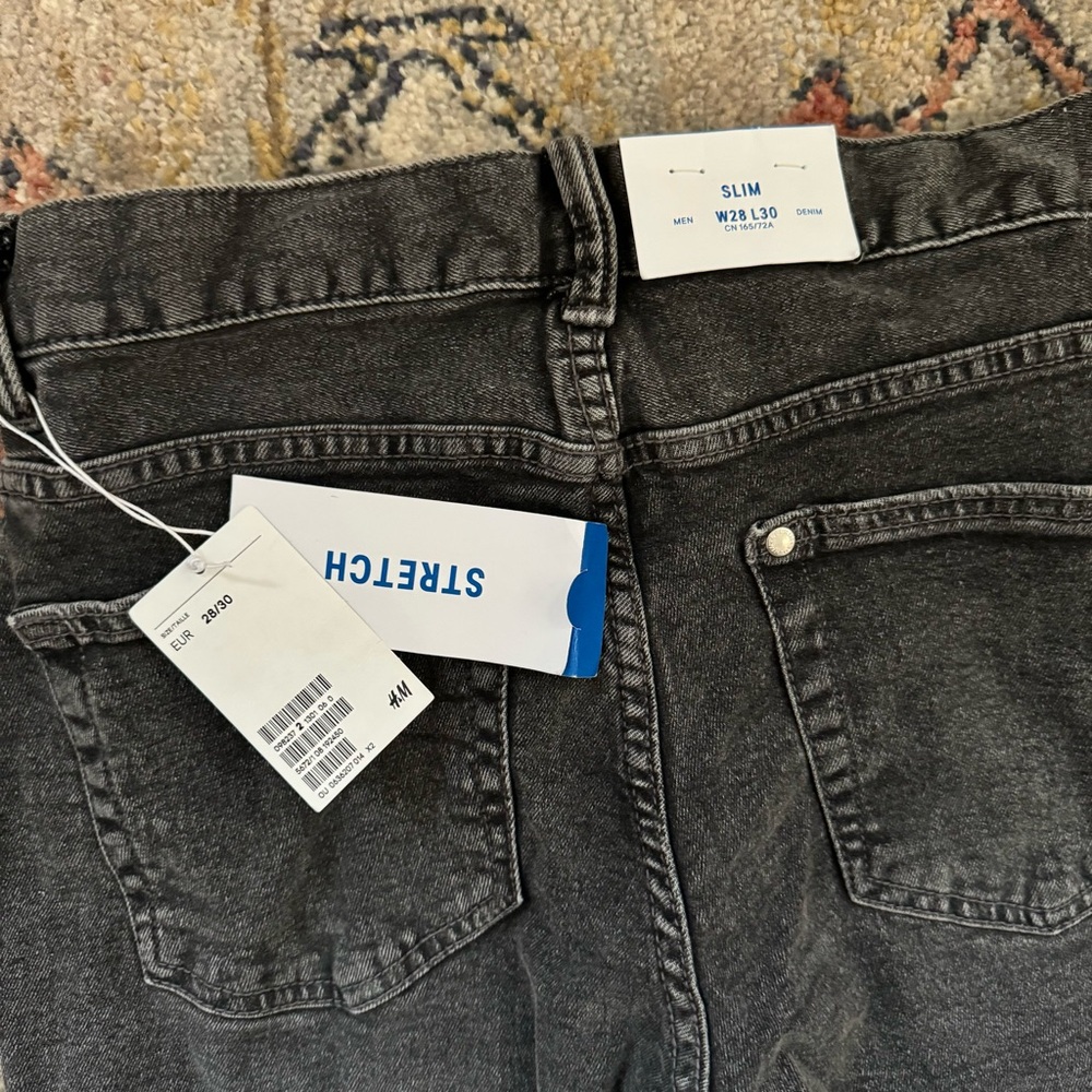 NEW H&M Charcoal Stretch Denim Skinny Jeans, Slim Fit NWT - Picture 4 of 5